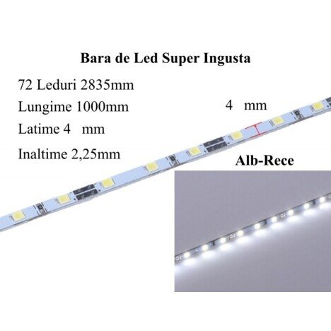 BARA LED 12V - 2835 ALB-RECE / 1000MM X 4MM